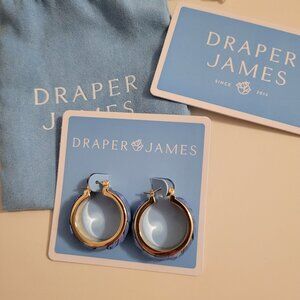 NWT Draper James Braided Raffia Hoop Earrings in Blue